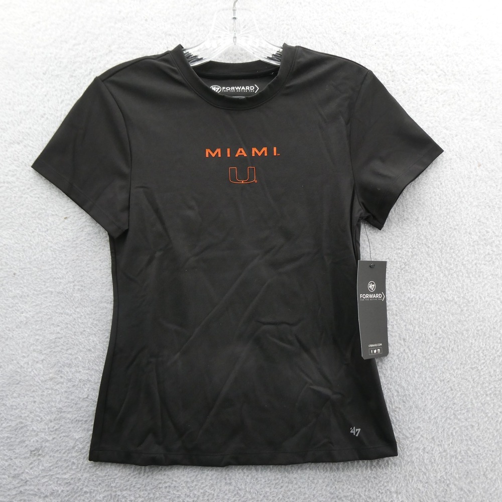 47 Brand Shirt Womens Small Miami Hurricanes Black Performance Nylon Elastane